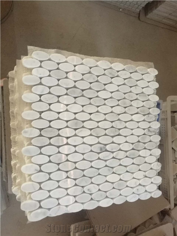 Italian Bianco Carrara White Marble Mosaic Tiles Of Different Pattern