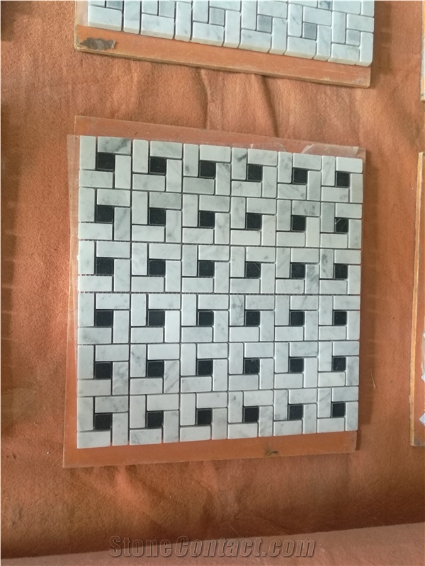 Italian Bianco Carrara White Marble Mosaic Tiles Of Different Pattern