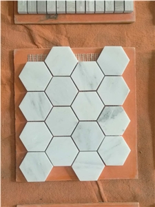 Italian Bianco Carrara White Marble Mosaic Tiles Of Different Pattern
