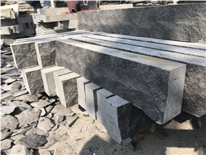 Fuding Black G684 Natural Split Granite Yard Pavers, Road Boarder