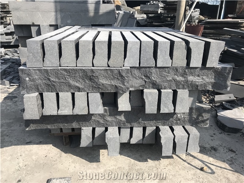 Fuding Black G684 Natural Split Granite Yard Pavers, Road Boarder