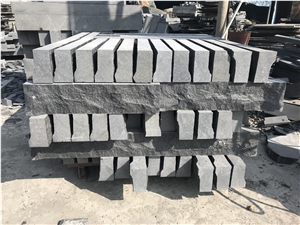 Fuding Black G684 Natural Split Granite Yard Pavers, Road Boarder