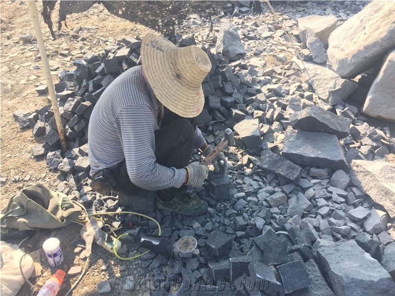 G684 Black Basalt Paving , Fuding Black Cube Stone