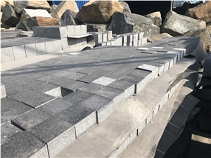 G684 Black Flamed Basalt Paving,Cube Stone,Cobble Exterior Stone