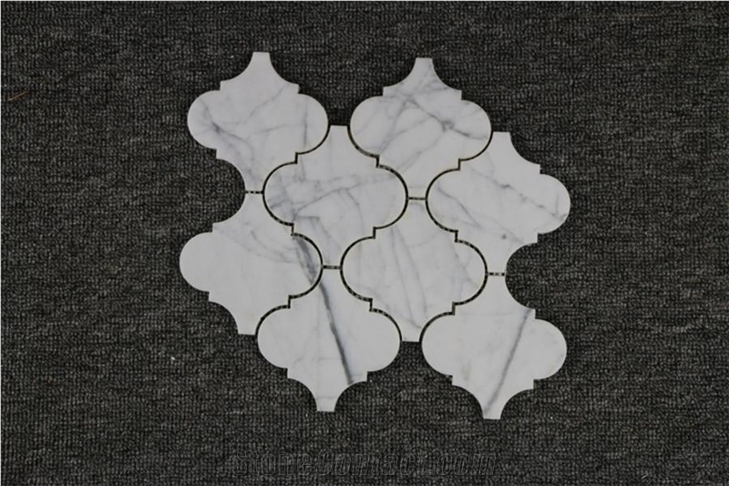 Bianco Carrara White,Cremo Delicato Lantern Shape Marble Mosaic,Tiles