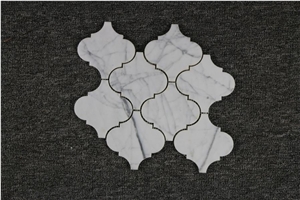 Bianco Carrara White,Cremo Delicato Lantern Shape Marble Mosaic,Tiles