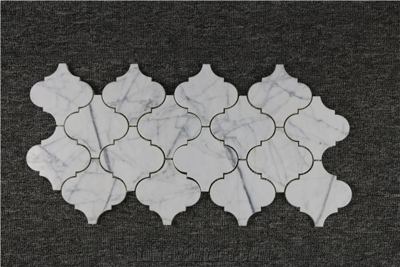 Bianco Carrara White,Cremo Delicato Lantern Shape Marble Mosaic,Tiles