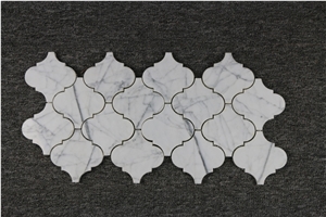 Bianco Carrara White,Cremo Delicato Lantern Shape Marble Mosaic,Tiles