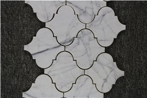 Bianco Carrara White,Cremo Delicato Lantern Shape Marble Mosaic,Tiles