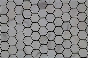 Italy Bianco Carrara White,Cremo Delicato Hexagon Marble Mosaic,Tiles