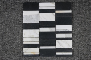 Italy Nero Marquina,Calacatta Gold Polished Marble Mosaic,Tiles