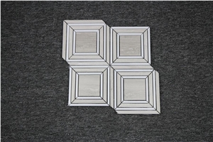 Spain Greek Thassos,Light Wooden Brick Square Marble Mosaics, Tiles
