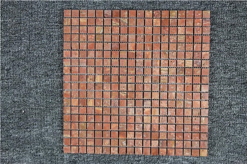 Turkey Rosa Alicante,Corallo,Rojo Alicante Chipped Marble Mosaics,Tile