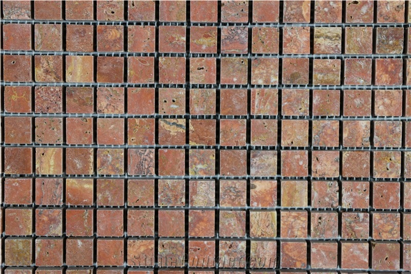 Turkey Rosa Alicante,Corallo,Rojo Alicante Chipped Marble Mosaics,Tile