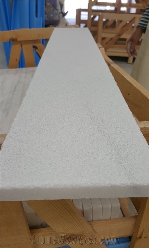 Mugla White Sandblasted Tiles, Mugla White Marble