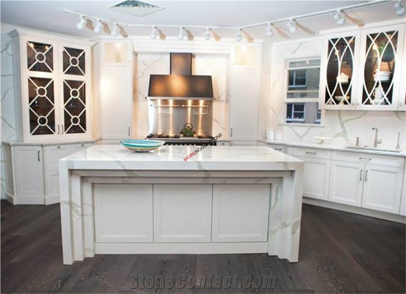 Kitchen Calacatta Marble Quartz Countertop White