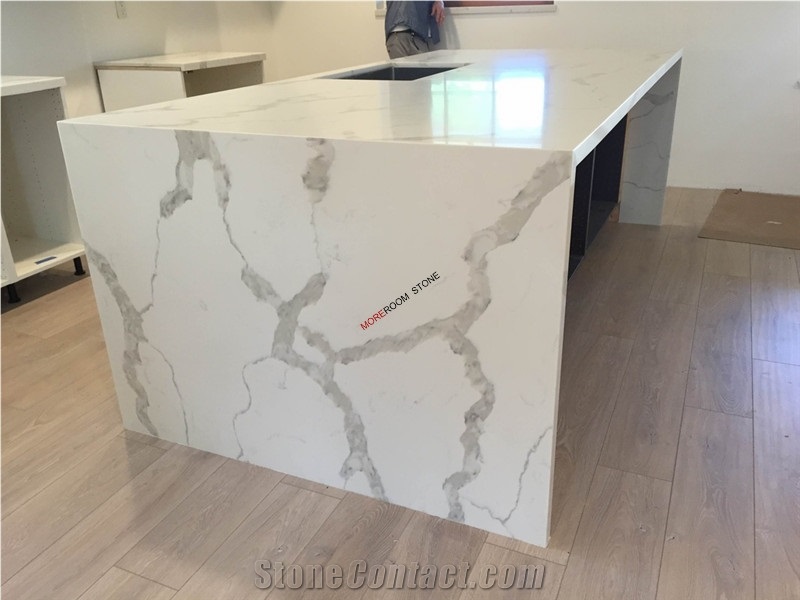 Kitchen Calacatta Marble Quartz Countertop White
