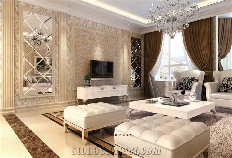 Polished Beige Waterjet Marble Design Flooring Medallion