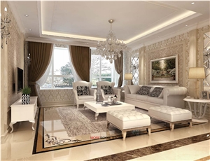 Polished Beige Waterjet Marble Design Flooring Medallion