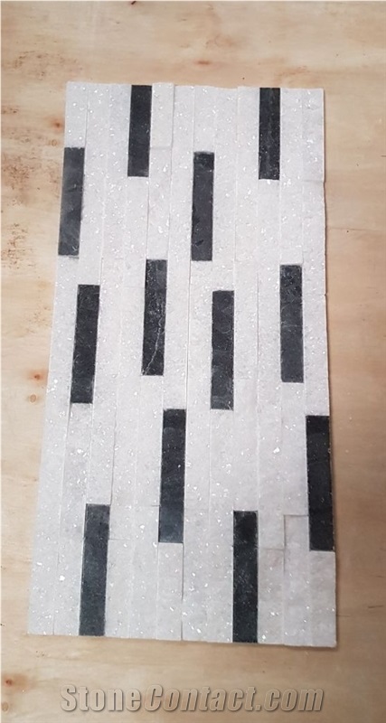 Black and White Mixed Polished Split Panel Cultured Stone