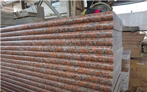 High Polished G562 Red Granite Steps with One Long Edge Full Round