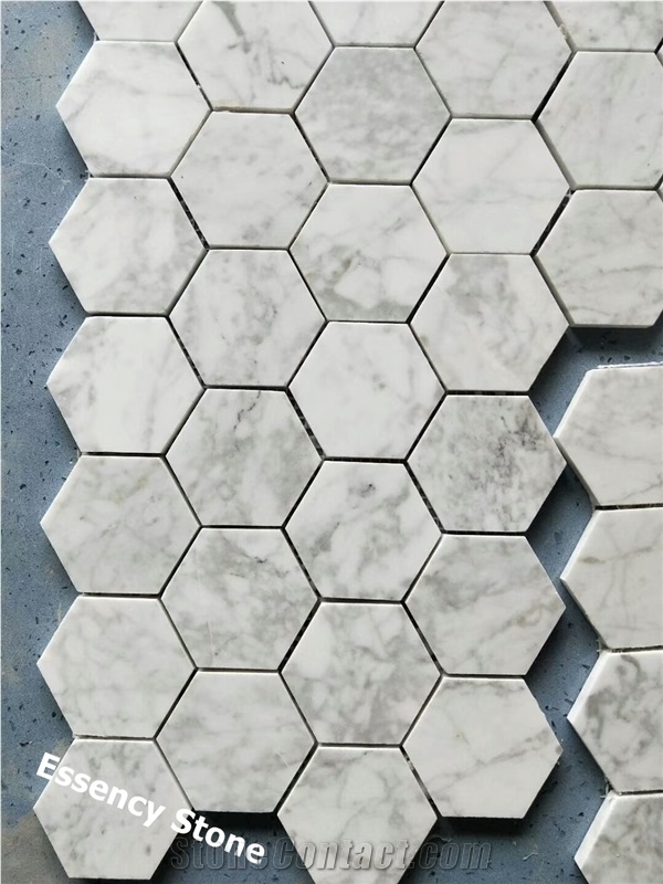 Carrara White Hexagon Mosaic Tile