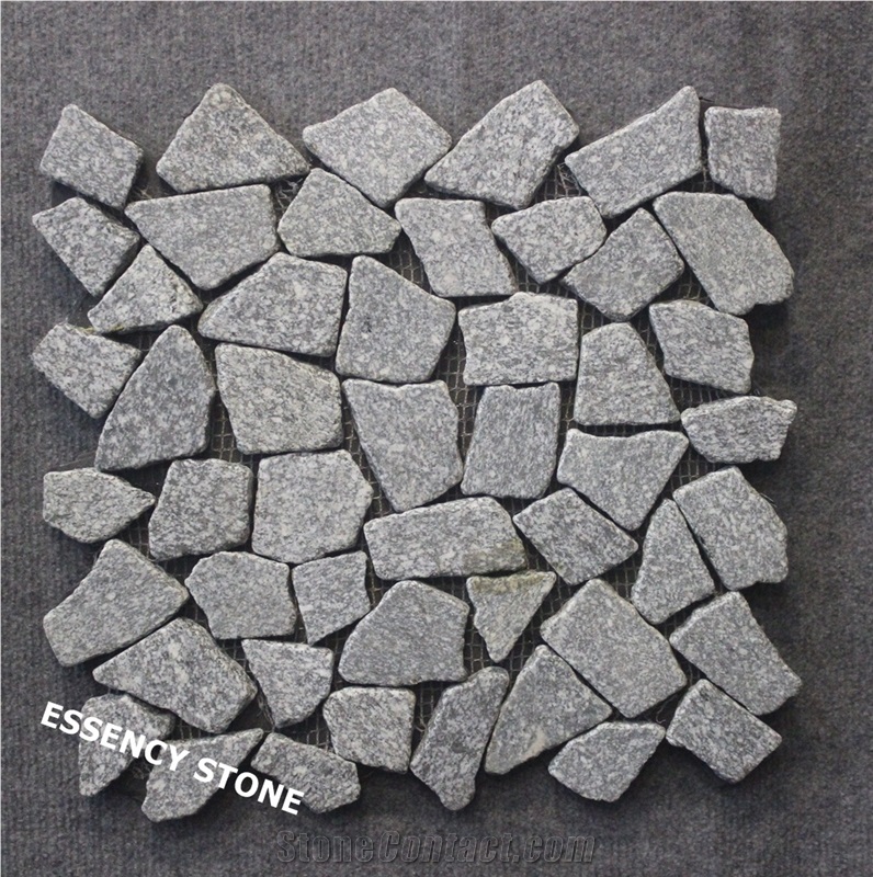 Flamed Grey Granite Mosaic Tile on Mesh