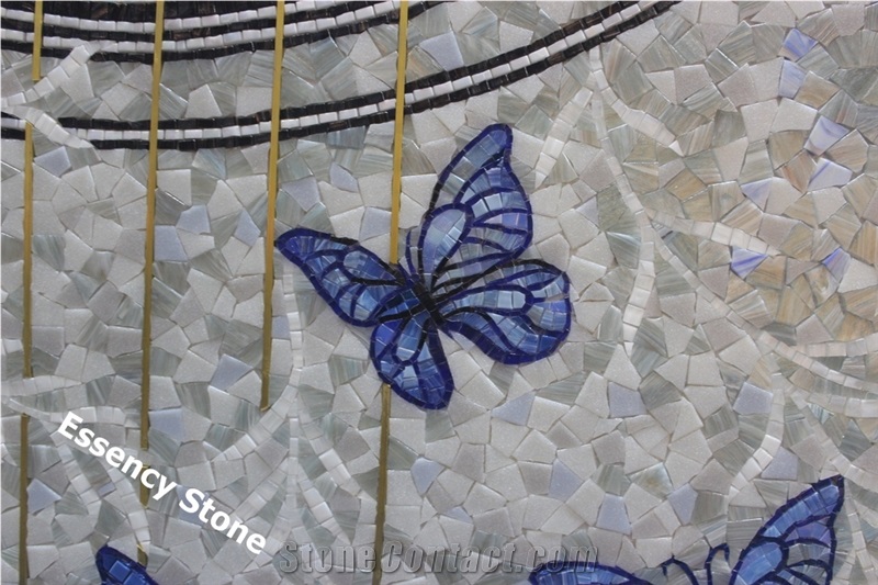 Seashell Mosaic, Mother Pearl White Mosaic Art