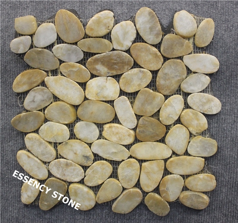 Sliced Pebble Mosaic Tile,River Stone Tile,Beach Stone Mosaic