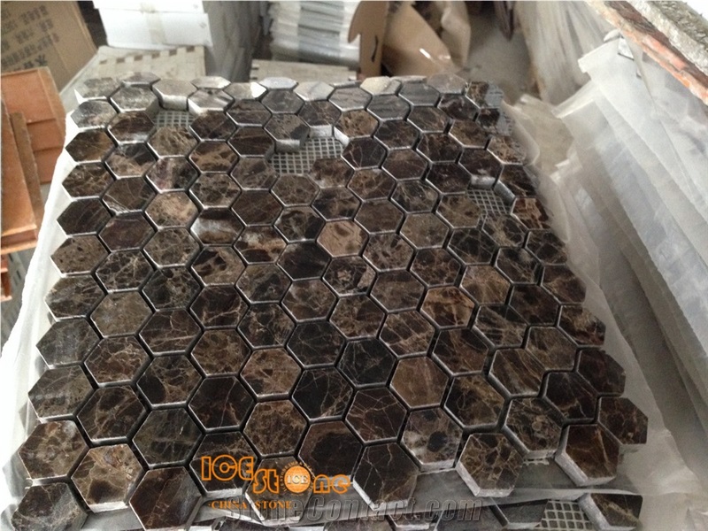 Dark Emperador(Chinese) Brown Marble Mosaic Tiles for Interial Floor