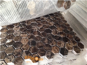 Dark Emperador(Chinese) Brown Marble Mosaic Tiles for Interial Floor