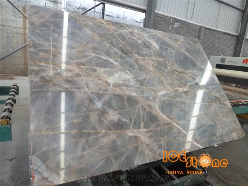 Grey Marble with White Vein/Wooden Marble Floor Slabs&Tiles