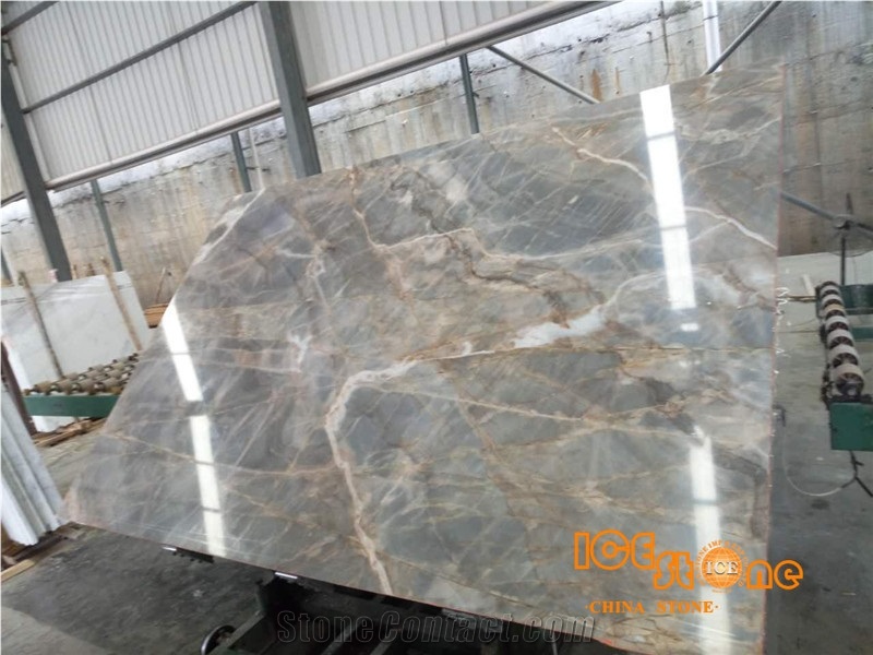 Grey Marble with White Vein/Wooden Marble Floor Slabs&Tiles
