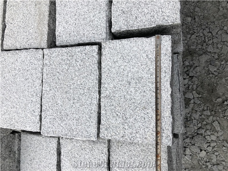 Sesame White Granite G603 Cobble Stone, Cube Stone
