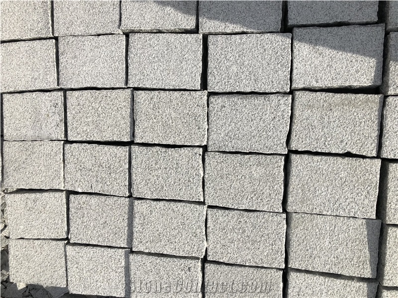 Sesame White Granite G603 Cobble Stone, Cube Stone