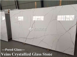 Crystallized Glass Calacatta White Marble Nano Glass Stone, Kitchens,Bathrooms,Construction