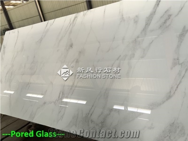 Crystallized Glass Calacatta White Marble Nano Glass Stone, Kitchens,Bathrooms,Construction