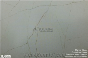 Crystallized Glass Calacatta White Marble Nano Glass Stone, Kitchens,Bathrooms,Construction