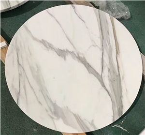Natural White Marble Round Counterops Table Tops, Calacatta Carrara White Marble Bar Top,Commercial Counters