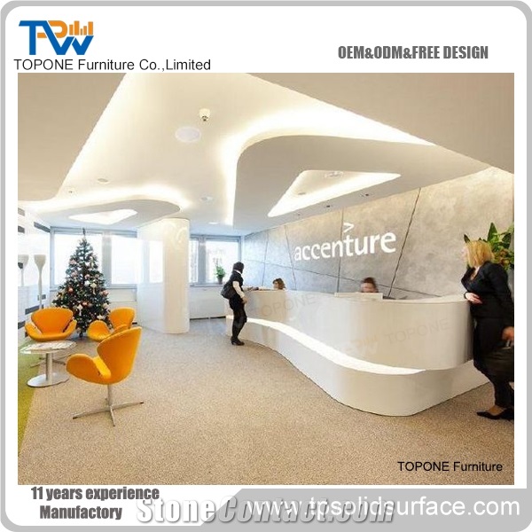 Acrylic Solid Surface Modern Fashionable Style Reception Counter