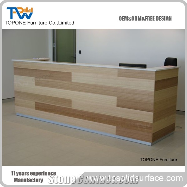 Acrylic Solid Surface Oval Reception Counter Bar Counter Design