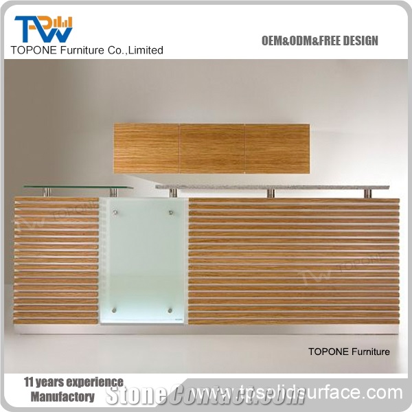 Acrylic Solid Surface Oval Reception Counter Bar Counter Design