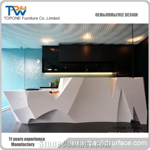 Acrylic Solid Surface Oval Reception Counter Bar Counter Design