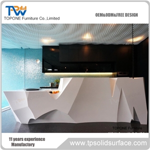 Acrylic Solid Surface Oval Reception Counter Bar Counter Design