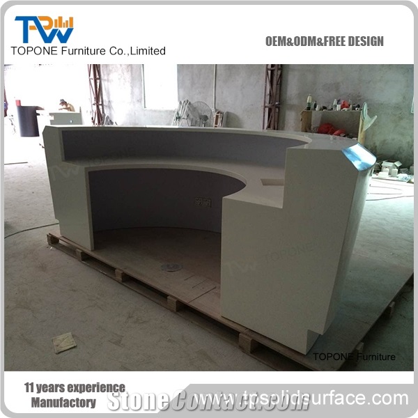 Acrylic Solid Surface Oval Reception Counter Bar Counter Design