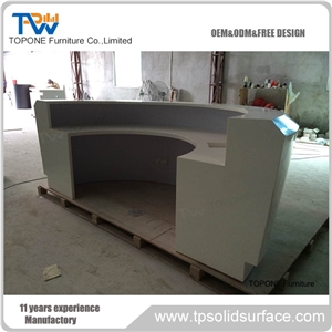 Acrylic Solid Surface Oval Reception Counter Bar Counter Design