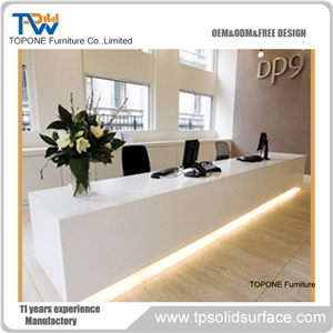 Acrylic Solid Surface White High Glossy Reception Desk for Hotel