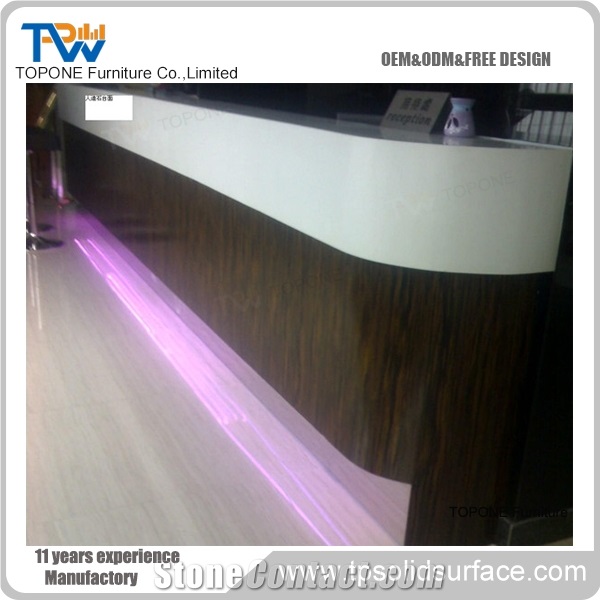 Acrylic Solid Surface White High Glossy Reception Desk for Hotel