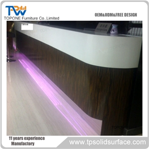 Acrylic Solid Surface White High Glossy Reception Desk for Hotel