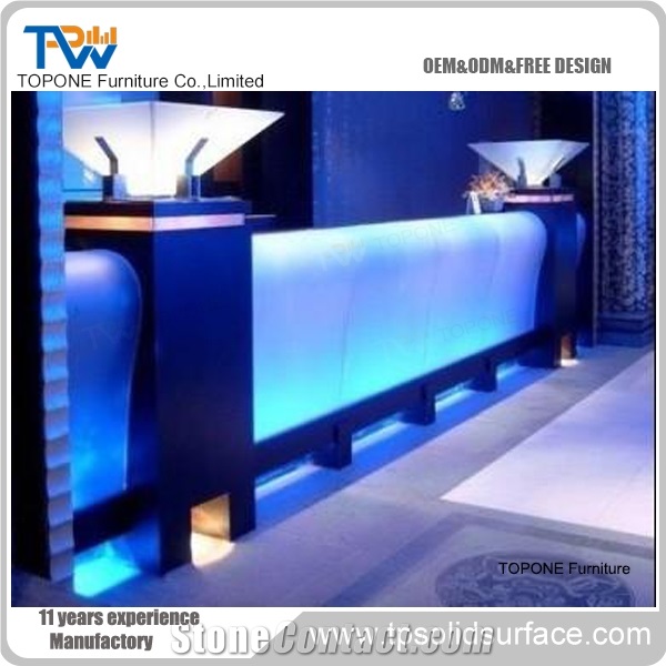 Acrylic Solid Surface White High Glossy Reception Desk for Hotel